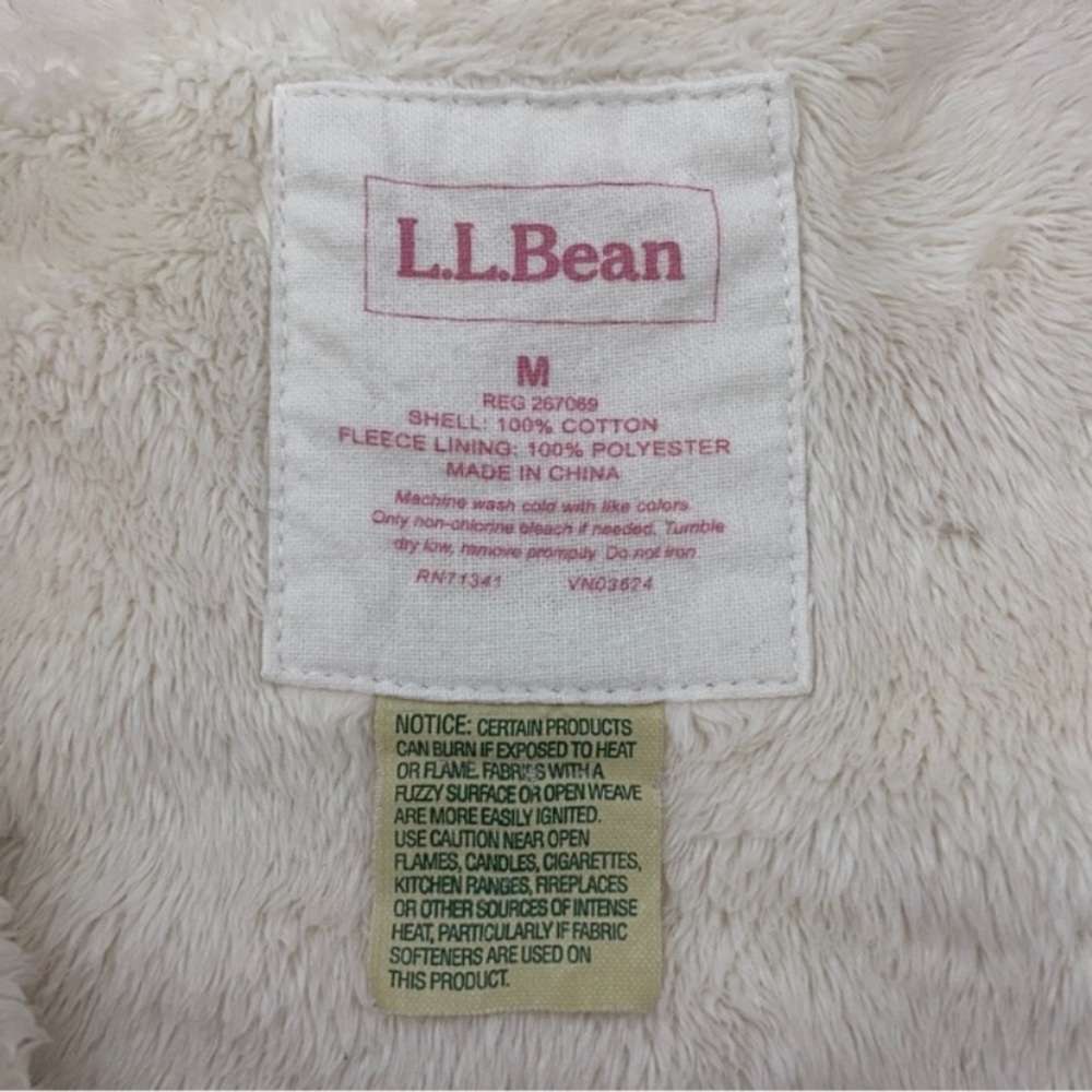 L.L. Bean Fleece Lined Plaid Flannel Shirt Jacket Pink White Sz M - Picture 7 of 7